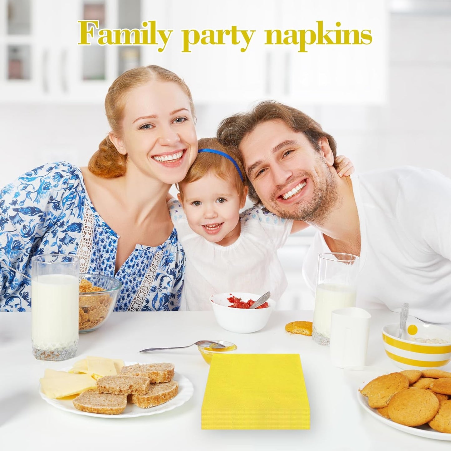 Yellow Napkins - 6.5x6.5 Inches, Disposable Party Napkins, Double-Ply, Soft And Durable, Suitable For Easter, Cocktail Parties And All Kinds Of Party Events | Holiday Decor Napkins (50 Pcs)