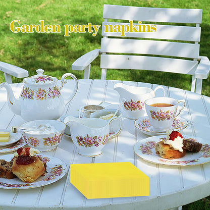 Yellow Napkins - 6.5x6.5 Inches, Disposable Party Napkins, Double-Ply, Soft And Durable, Suitable For Easter, Cocktail Parties And All Kinds Of Party Events | Holiday Decor Napkins (50 Pcs)