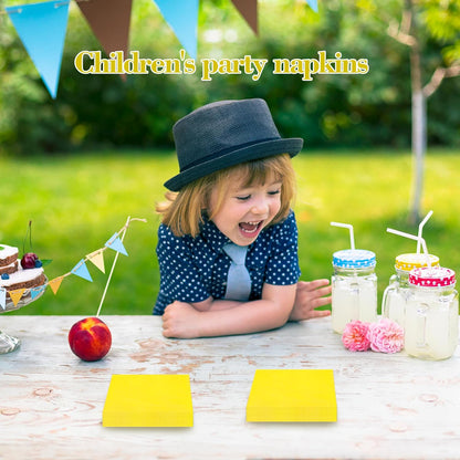 Yellow Napkins - 6.5x6.5 Inches, Disposable Party Napkins, Double-Ply, Soft And Durable, Suitable For Easter, Cocktail Parties And All Kinds Of Party Events | Holiday Decor Napkins (50 Pcs)