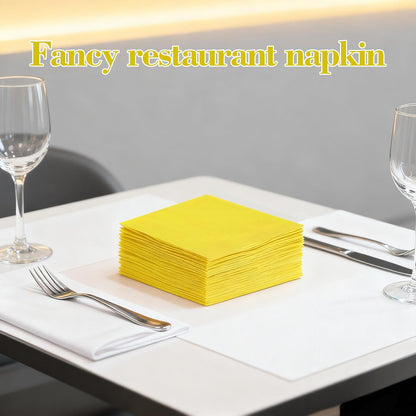 Yellow Napkins - 6.5x6.5 Inches, Disposable Party Napkins, Double-Ply, Soft And Durable, Suitable For Easter, Cocktail Parties And All Kinds Of Party Events | Holiday Decor Napkins (50 Pcs)