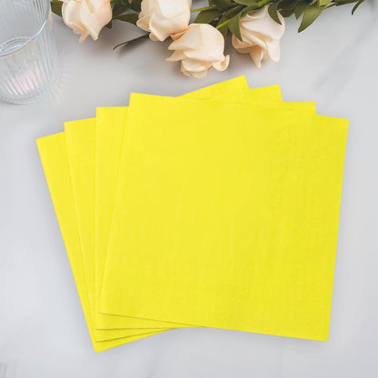 Yellow Napkins - 6.5x6.5 Inches, Disposable Party Napkins, Double-Ply, Soft And Durable, Suitable For Easter, Cocktail Parties And All Kinds Of Party Events | Holiday Decor Napkins (50 Pcs)
