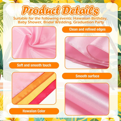 12 Pcs Pink Orange and Yellow Satin Table Runner Sunset Lemon Tropical Party Decorations 108" Long Table Summer Cocktail Supply for Wedding Bachelorette Graduation Bridal Shower Boho Decor