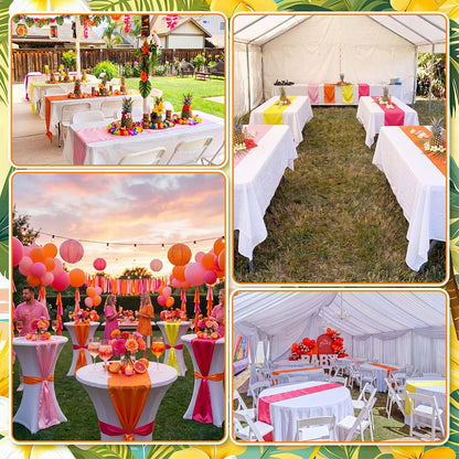 12 Pcs Pink Orange and Yellow Satin Table Runner Sunset Lemon Tropical Party Decorations 108" Long Table Summer Cocktail Supply for Wedding Bachelorette Graduation Bridal Shower Boho Decor