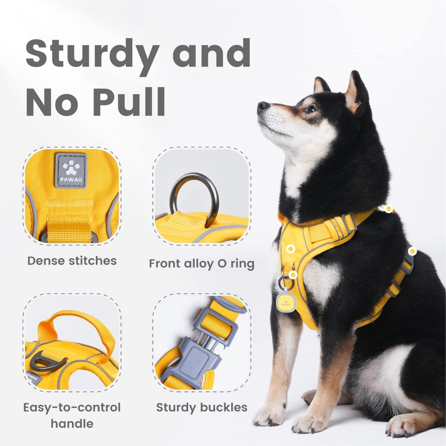 No Pull Dog Harness with Pet ID Tag, Reflective Vest | Built for safer walks with a QR Pet ID Tag, front no pull clip, reflective trim, control handle and breathable mesh lining
