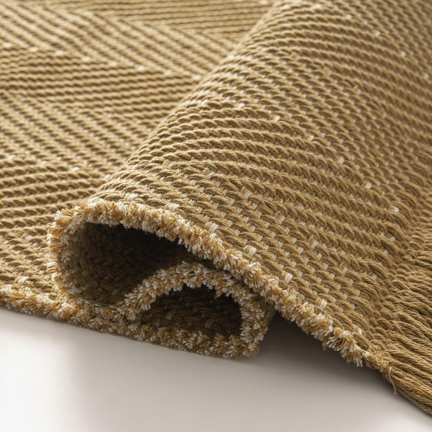 Area Rug 5x7 Washable Hand-Woven Soft Modern Farmhouse Boho Neutral Decor Carpet with Tassels Non-Slip Braided Rugs for Living Room Bedroom Office Dining Room, Natural Yellow Beige