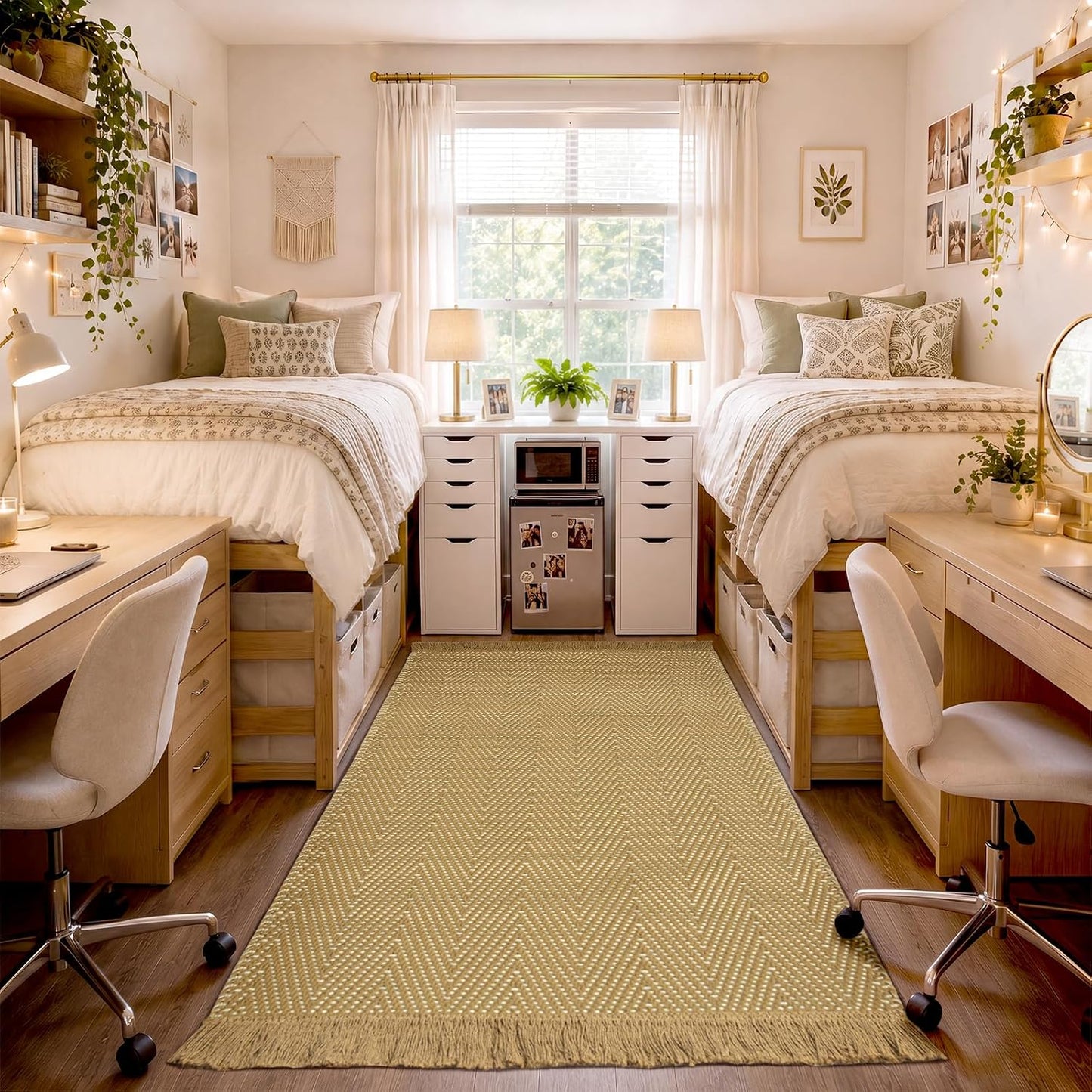 Area Rug 5x7 Washable Hand-Woven Soft Modern Farmhouse Boho Neutral Decor Carpet with Tassels Non-Slip Braided Rugs for Living Room Bedroom Office Dining Room, Natural Yellow Beige