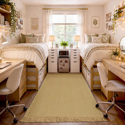 Area Rug 5x7 Washable Hand-Woven Soft Modern Farmhouse Boho Neutral Decor Carpet with Tassels Non-Slip Braided Rugs for Living Room Bedroom Office Dining Room, Natural Yellow Beige