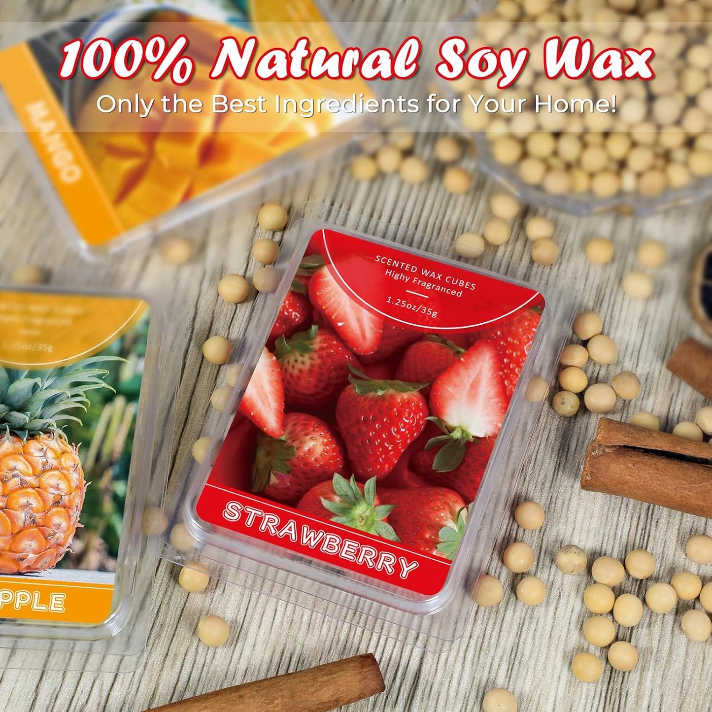 Wax Melts, Sicilian Lemon Scent, Summer Scented Wax Cubes | Natural Soy Wax Melts for Candle Making, Wax Warmer, Home Fragrance Decoration, 4-Pack