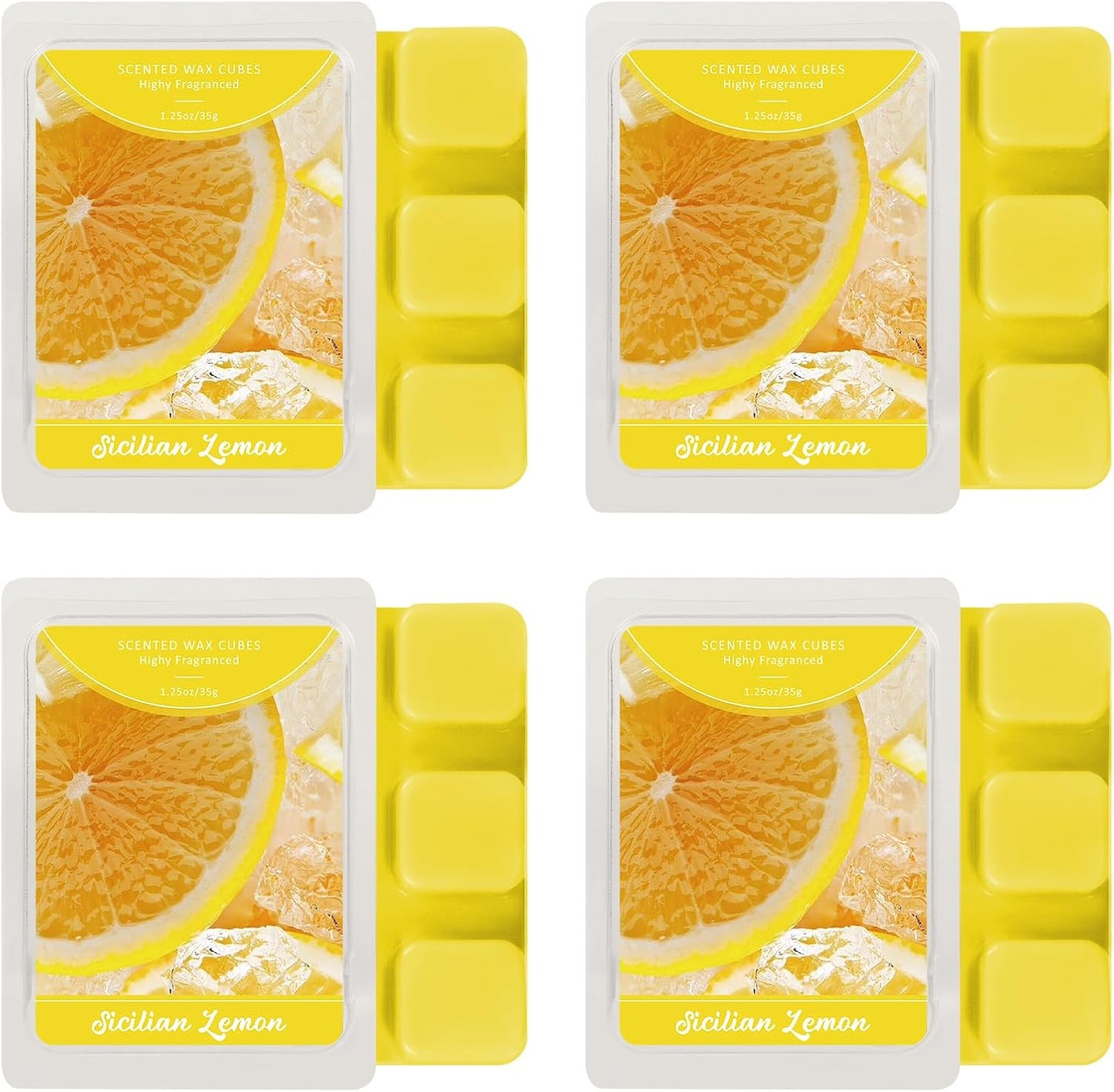 Wax Melts, Sicilian Lemon Scent, Summer Scented Wax Cubes | Natural Soy Wax Melts for Candle Making, Wax Warmer, Home Fragrance Decoration, 4-Pack