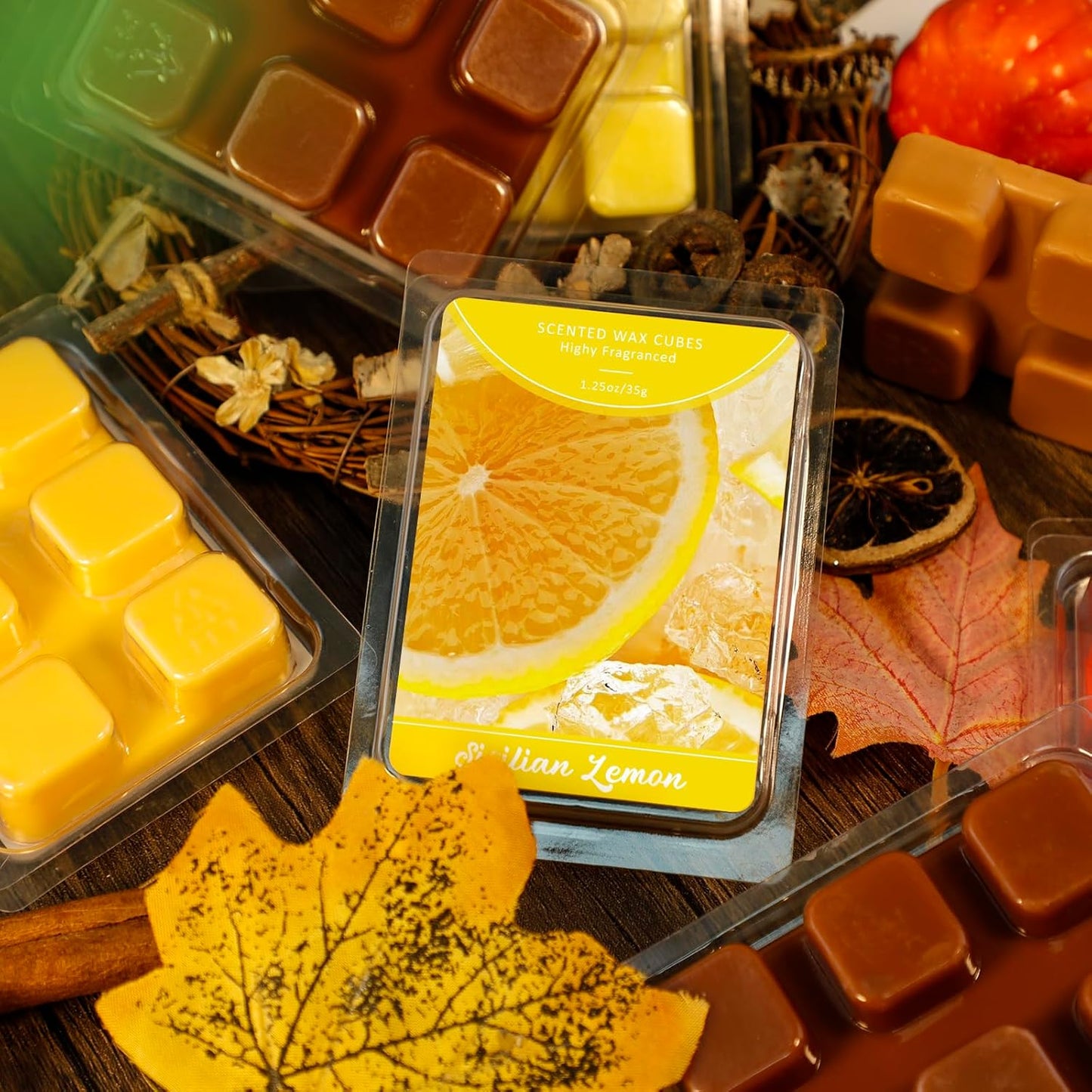 Wax Melts, Sicilian Lemon Scent, Summer Scented Wax Cubes | Natural Soy Wax Melts for Candle Making, Wax Warmer, Home Fragrance Decoration, 4-Pack