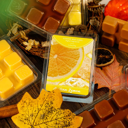 Wax Melts, Sicilian Lemon Scent, Summer Scented Wax Cubes | Natural Soy Wax Melts for Candle Making, Wax Warmer, Home Fragrance Decoration, 4-Pack