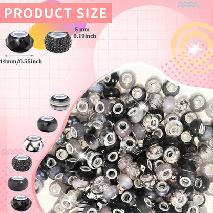 Large Hole Beads Spacer Beads Yellow Assorted European Craft Big Beads Large Hole Lampwork Murano Bead Fairy Wand Garden Beads for DIY Bracelet Necklace Earring Jewelry Making Decoration Supplies