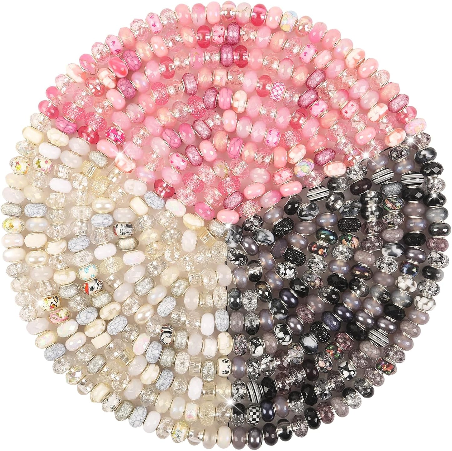 Large Hole Beads Spacer Beads Yellow Assorted European Craft Big Beads Large Hole Lampwork Murano Bead Fairy Wand Garden Beads for DIY Bracelet Necklace Earring Jewelry Making Decoration Supplies