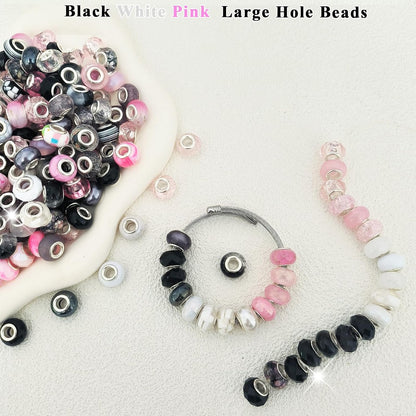 Large Hole Beads Spacer Beads Yellow Assorted European Craft Big Beads Large Hole Lampwork Murano Bead Fairy Wand Garden Beads for DIY Bracelet Necklace Earring Jewelry Making Decoration Supplies
