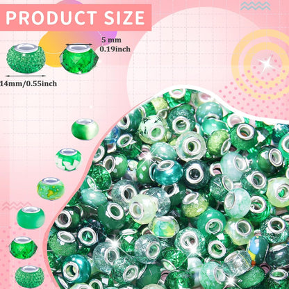 Large Hole Beads Spacer Beads Yellow Assorted European Craft Big Beads Large Hole Lampwork Murano Bead Fairy Wand Garden Beads for DIY Bracelet Necklace Earring Jewelry Making Decoration Supplies