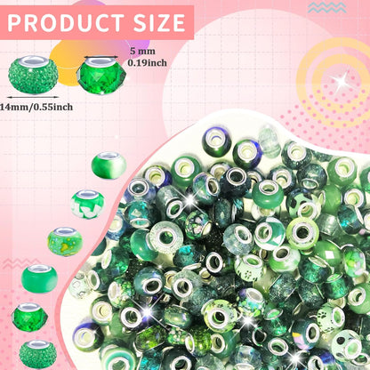 Large Hole Beads Spacer Beads Yellow Assorted European Craft Big Beads Large Hole Lampwork Murano Bead Fairy Wand Garden Beads for DIY Bracelet Necklace Earring Jewelry Making Decoration Supplies