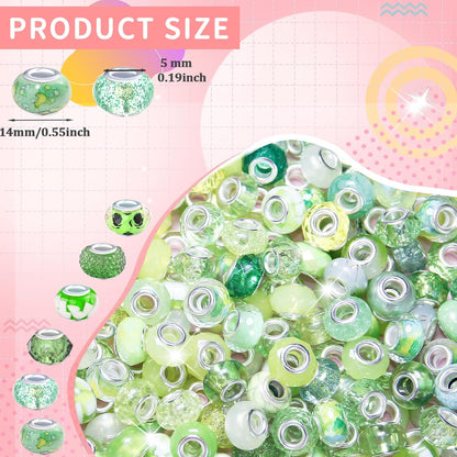 Large Hole Beads Spacer Beads Yellow Assorted European Craft Big Beads Large Hole Lampwork Murano Bead Fairy Wand Garden Beads for DIY Bracelet Necklace Earring Jewelry Making Decoration Supplies