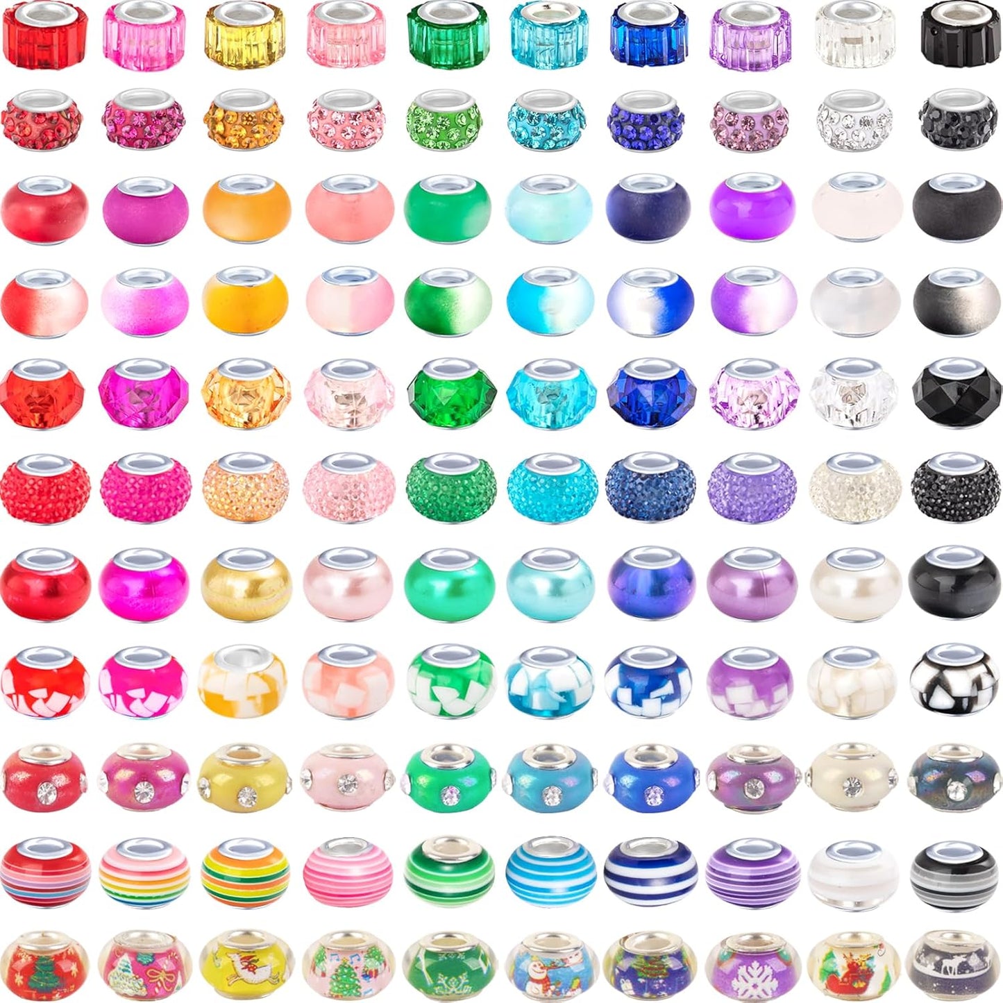 Large Hole Beads Spacer Beads Yellow Assorted European Craft Big Beads Large Hole Lampwork Murano Bead Fairy Wand Garden Beads for DIY Bracelet Necklace Earring Jewelry Making Decoration Supplies
