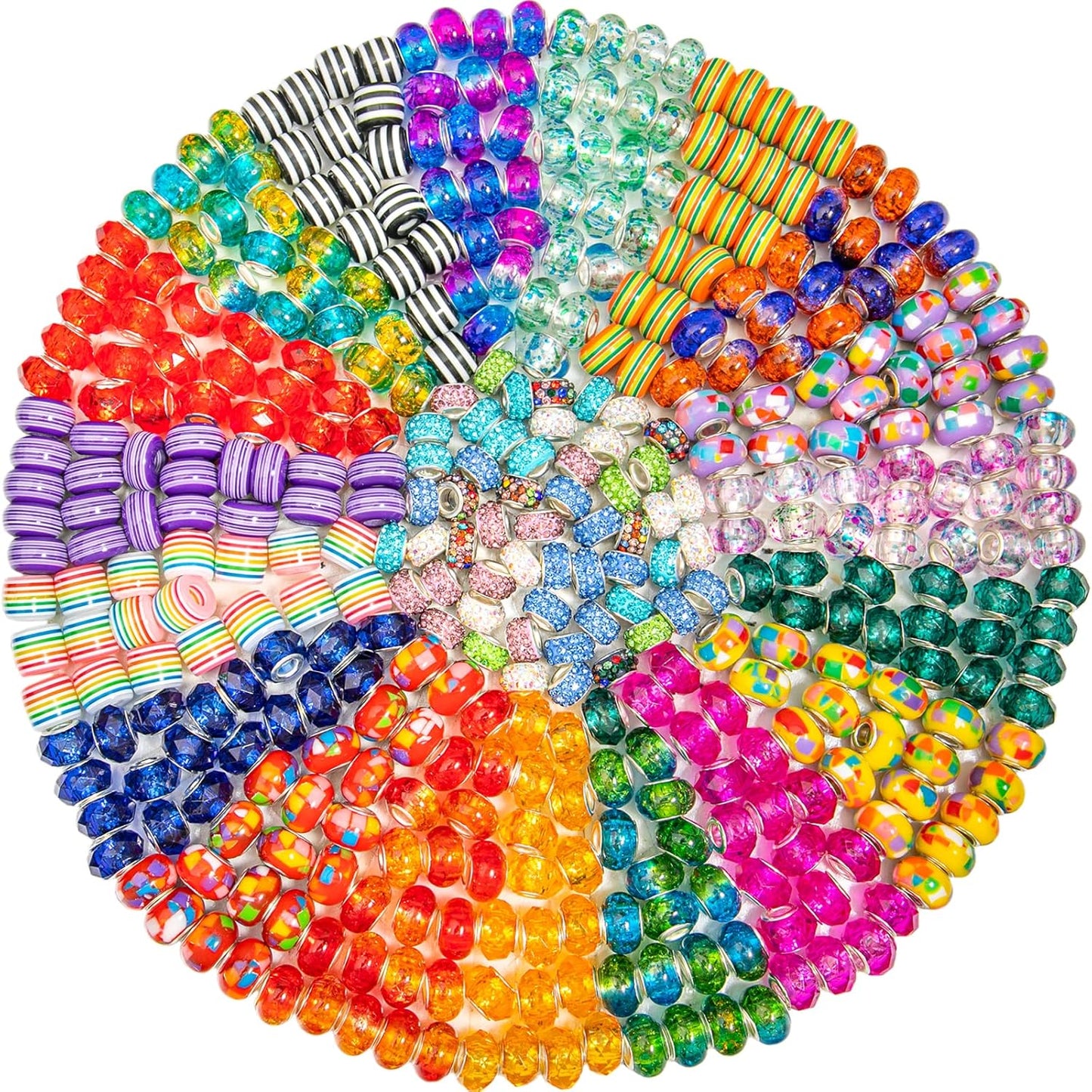 Large Hole Beads Spacer Beads Yellow Assorted European Craft Big Beads Large Hole Lampwork Murano Bead Fairy Wand Garden Beads for DIY Bracelet Necklace Earring Jewelry Making Decoration Supplies