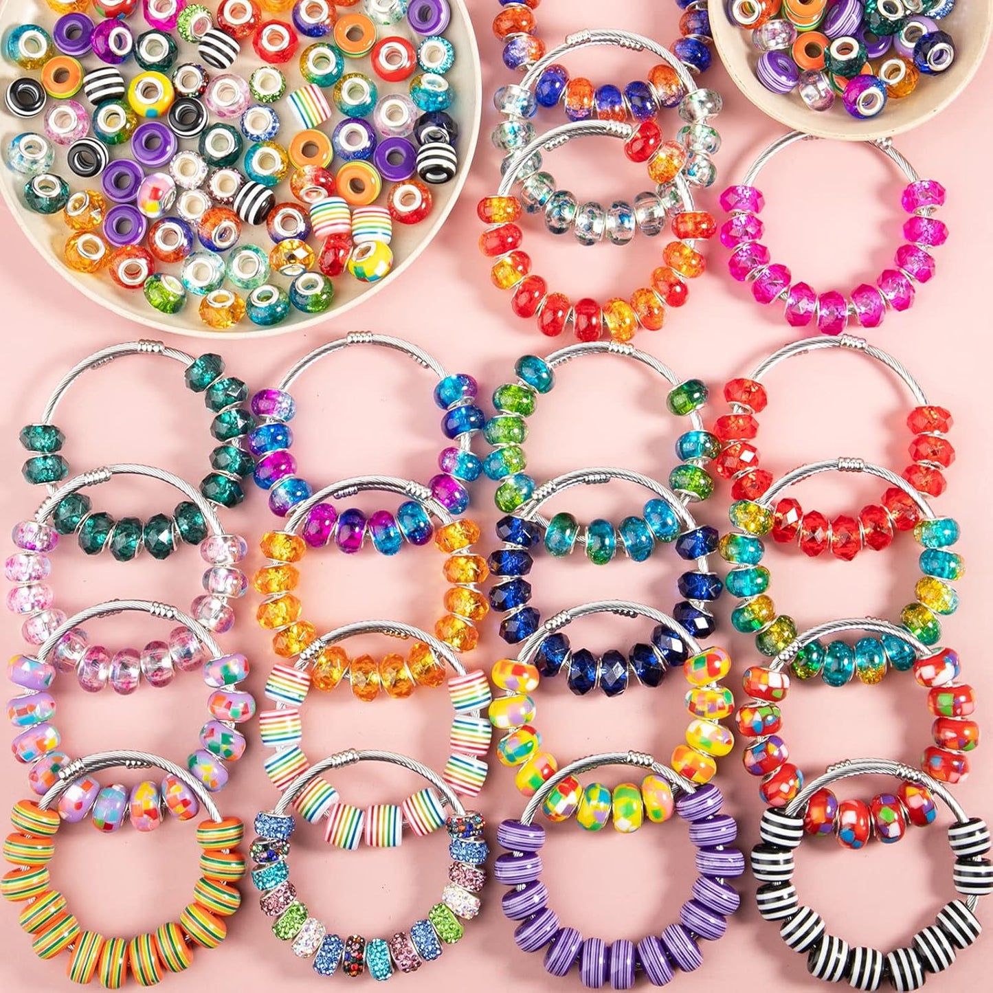 Large Hole Beads Spacer Beads Yellow Assorted European Craft Big Beads Large Hole Lampwork Murano Bead Fairy Wand Garden Beads for DIY Bracelet Necklace Earring Jewelry Making Decoration Supplies