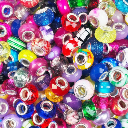 Large Hole Beads Spacer Beads Yellow Assorted European Craft Big Beads Large Hole Lampwork Murano Bead Fairy Wand Garden Beads for DIY Bracelet Necklace Earring Jewelry Making Decoration Supplies