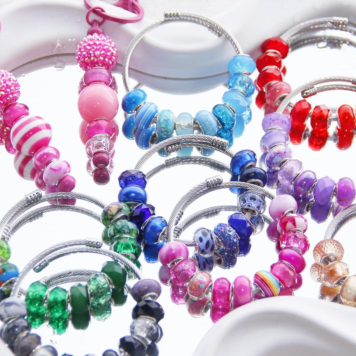 Large Hole Beads Spacer Beads Yellow Assorted European Craft Big Beads Large Hole Lampwork Murano Bead Fairy Wand Garden Beads for DIY Bracelet Necklace Earring Jewelry Making Decoration Supplies