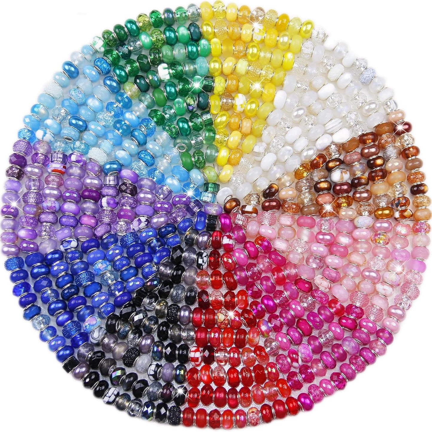 Large Hole Beads Spacer Beads Yellow Assorted European Craft Big Beads Large Hole Lampwork Murano Bead Fairy Wand Garden Beads for DIY Bracelet Necklace Earring Jewelry Making Decoration Supplies