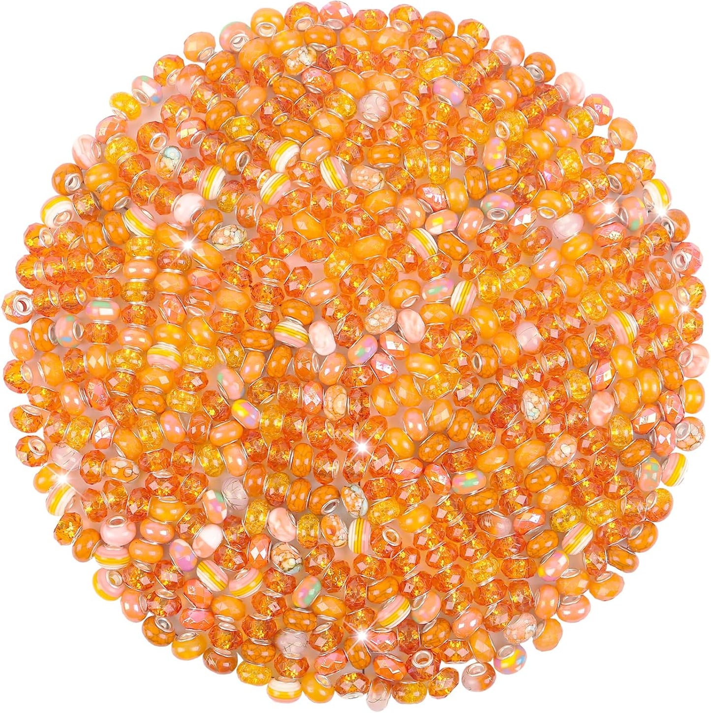 Large Hole Beads Spacer Beads Yellow Assorted European Craft Big Beads Large Hole Lampwork Murano Bead Fairy Wand Garden Beads for DIY Bracelet Necklace Earring Jewelry Making Decoration Supplies