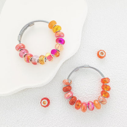 Large Hole Beads Spacer Beads Yellow Assorted European Craft Big Beads Large Hole Lampwork Murano Bead Fairy Wand Garden Beads for DIY Bracelet Necklace Earring Jewelry Making Decoration Supplies