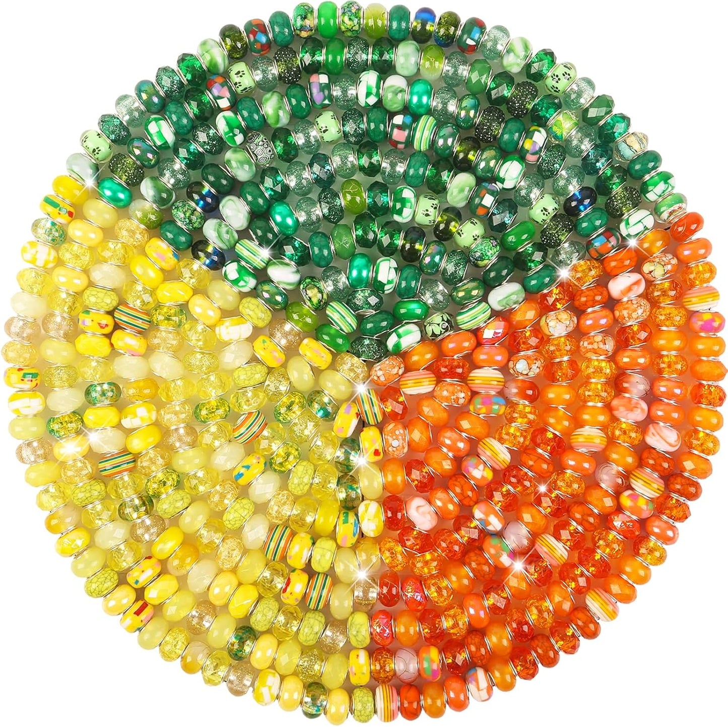Large Hole Beads Spacer Beads Yellow Assorted European Craft Big Beads Large Hole Lampwork Murano Bead Fairy Wand Garden Beads for DIY Bracelet Necklace Earring Jewelry Making Decoration Supplies