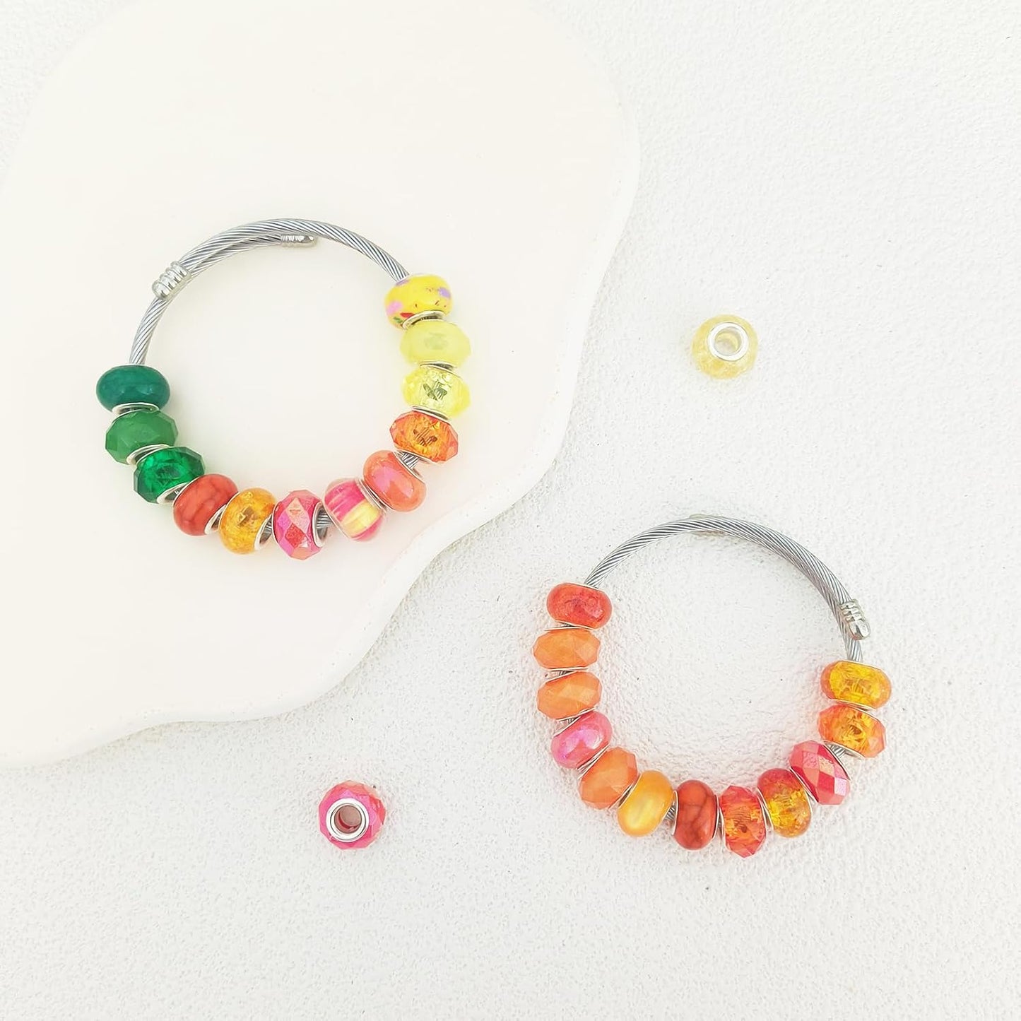 Large Hole Beads Spacer Beads Yellow Assorted European Craft Big Beads Large Hole Lampwork Murano Bead Fairy Wand Garden Beads for DIY Bracelet Necklace Earring Jewelry Making Decoration Supplies