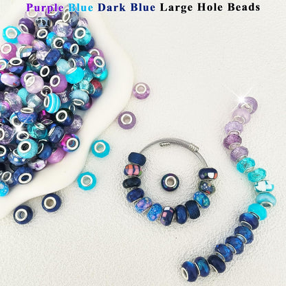 Large Hole Beads Spacer Beads Yellow Assorted European Craft Big Beads Large Hole Lampwork Murano Bead Fairy Wand Garden Beads for DIY Bracelet Necklace Earring Jewelry Making Decoration Supplies