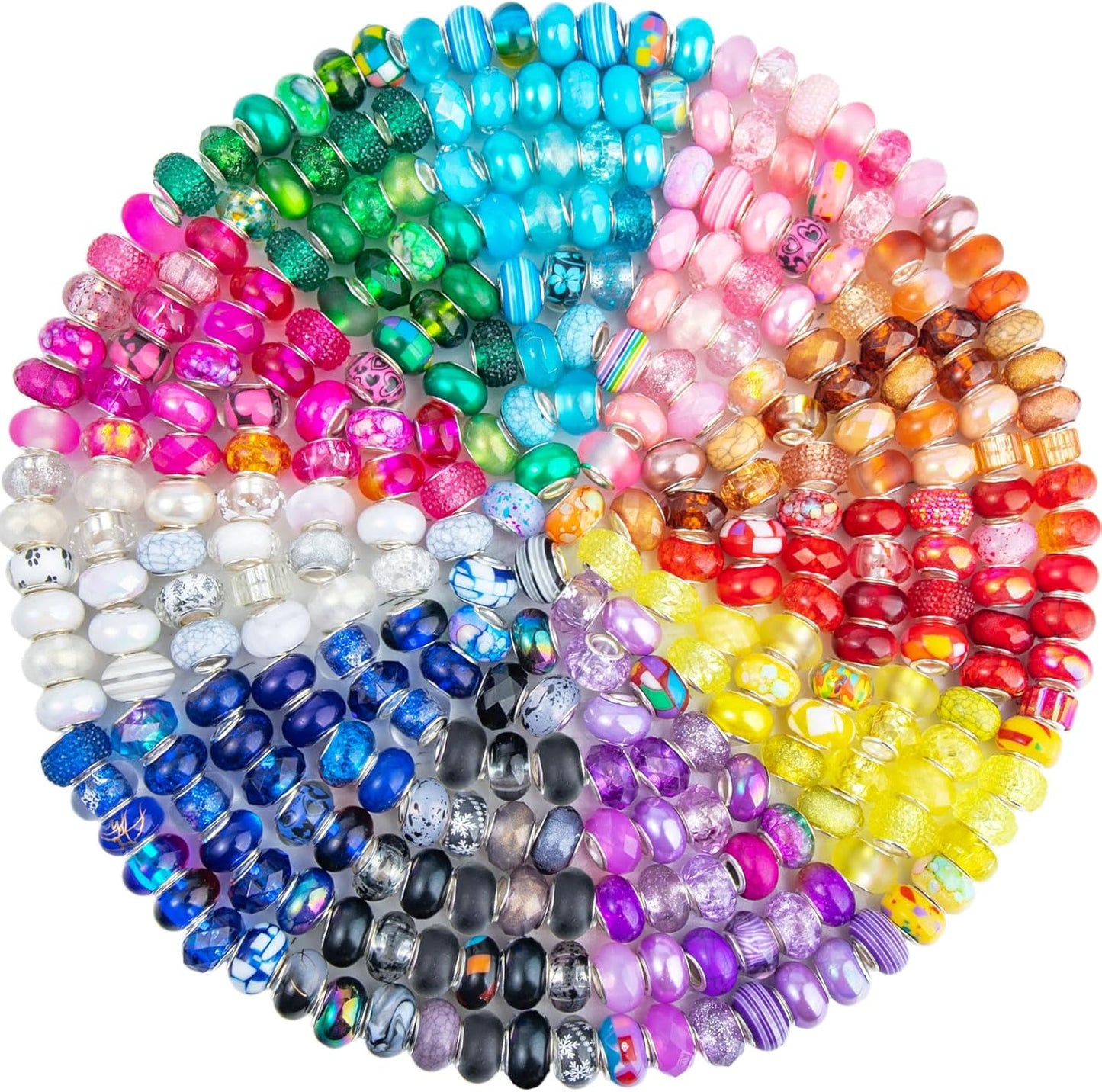 Large Hole Beads Spacer Beads Yellow Assorted European Craft Big Beads Large Hole Lampwork Murano Bead Fairy Wand Garden Beads for DIY Bracelet Necklace Earring Jewelry Making Decoration Supplies