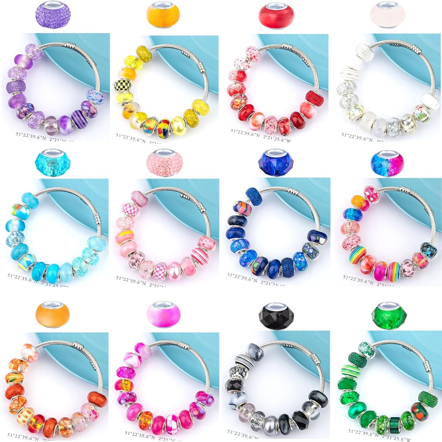 Large Hole Beads Spacer Beads Yellow Assorted European Craft Big Beads Large Hole Lampwork Murano Bead Fairy Wand Garden Beads for DIY Bracelet Necklace Earring Jewelry Making Decoration Supplies