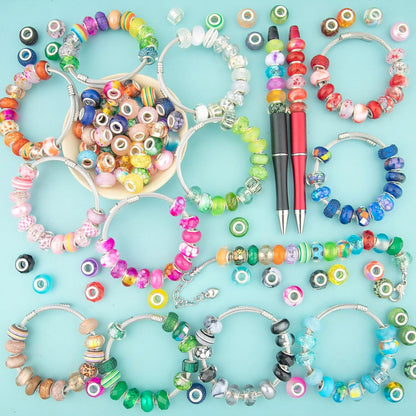 Large Hole Beads Spacer Beads Yellow Assorted European Craft Big Beads Large Hole Lampwork Murano Bead Fairy Wand Garden Beads for DIY Bracelet Necklace Earring Jewelry Making Decoration Supplies
