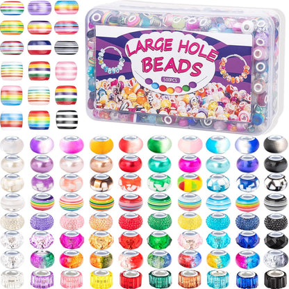 Large Hole Beads Spacer Beads Yellow Assorted European Craft Big Beads Large Hole Lampwork Murano Bead Fairy Wand Garden Beads for DIY Bracelet Necklace Earring Jewelry Making Decoration Supplies