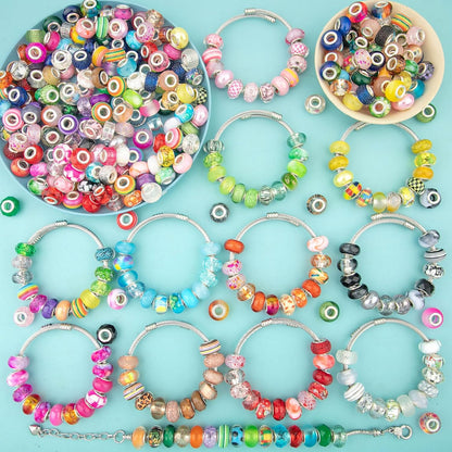Large Hole Beads Spacer Beads Yellow Assorted European Craft Big Beads Large Hole Lampwork Murano Bead Fairy Wand Garden Beads for DIY Bracelet Necklace Earring Jewelry Making Decoration Supplies