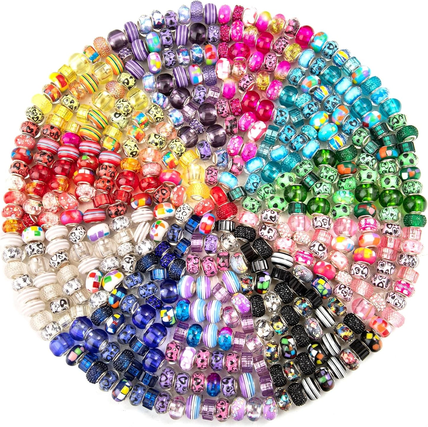 Large Hole Beads Spacer Beads Yellow Assorted European Craft Big Beads Large Hole Lampwork Murano Bead Fairy Wand Garden Beads for DIY Bracelet Necklace Earring Jewelry Making Decoration Supplies