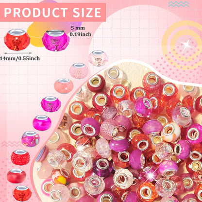 Large Hole Beads Spacer Beads Yellow Assorted European Craft Big Beads Large Hole Lampwork Murano Bead Fairy Wand Garden Beads for DIY Bracelet Necklace Earring Jewelry Making Decoration Supplies