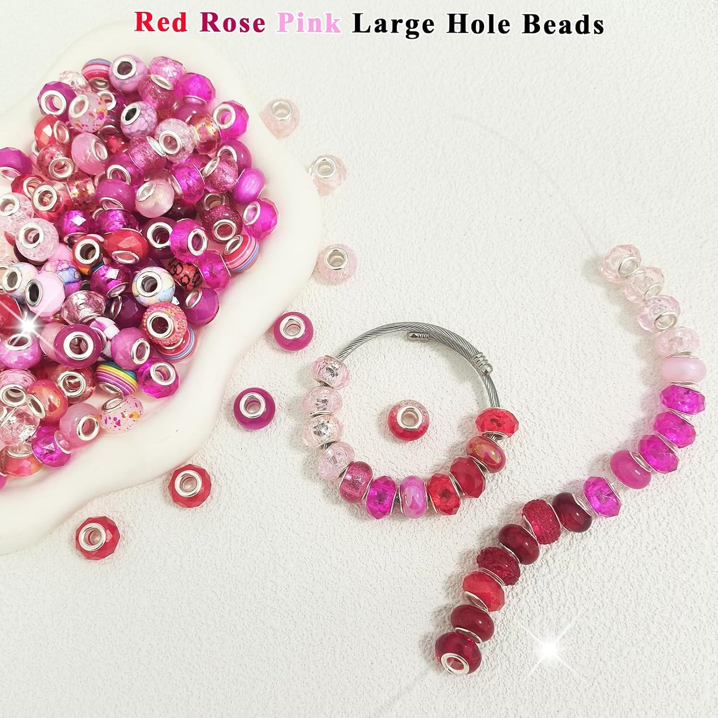 Large Hole Beads Spacer Beads Yellow Assorted European Craft Big Beads Large Hole Lampwork Murano Bead Fairy Wand Garden Beads for DIY Bracelet Necklace Earring Jewelry Making Decoration Supplies