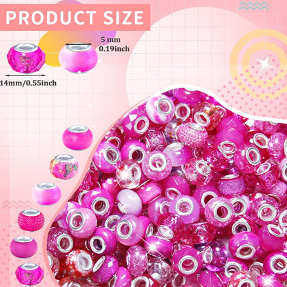 Large Hole Beads Spacer Beads Yellow Assorted European Craft Big Beads Large Hole Lampwork Murano Bead Fairy Wand Garden Beads for DIY Bracelet Necklace Earring Jewelry Making Decoration Supplies