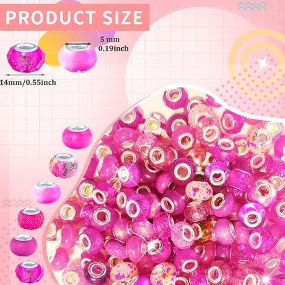 Large Hole Beads Spacer Beads Yellow Assorted European Craft Big Beads Large Hole Lampwork Murano Bead Fairy Wand Garden Beads for DIY Bracelet Necklace Earring Jewelry Making Decoration Supplies