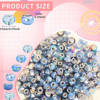 Large Hole Beads Spacer Beads Yellow Assorted European Craft Big Beads Large Hole Lampwork Murano Bead Fairy Wand Garden Beads for DIY Bracelet Necklace Earring Jewelry Making Decoration Supplies