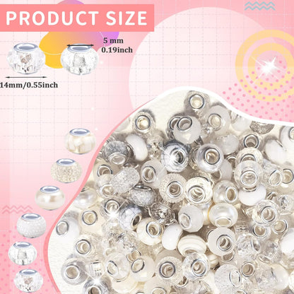 Large Hole Beads Spacer Beads Yellow Assorted European Craft Big Beads Large Hole Lampwork Murano Bead Fairy Wand Garden Beads for DIY Bracelet Necklace Earring Jewelry Making Decoration Supplies