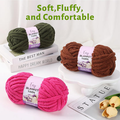 2 Pack Chunky Chenille Yarn for Crocheting Hand Knitting,Soft Thick Bulky Chunky Fluffy Plush Velvet Crochet Blanket Yarn for Crocheting Baby Blankets/DIY Crafts/Home Decor 2 * 100g(Golden Yellow)