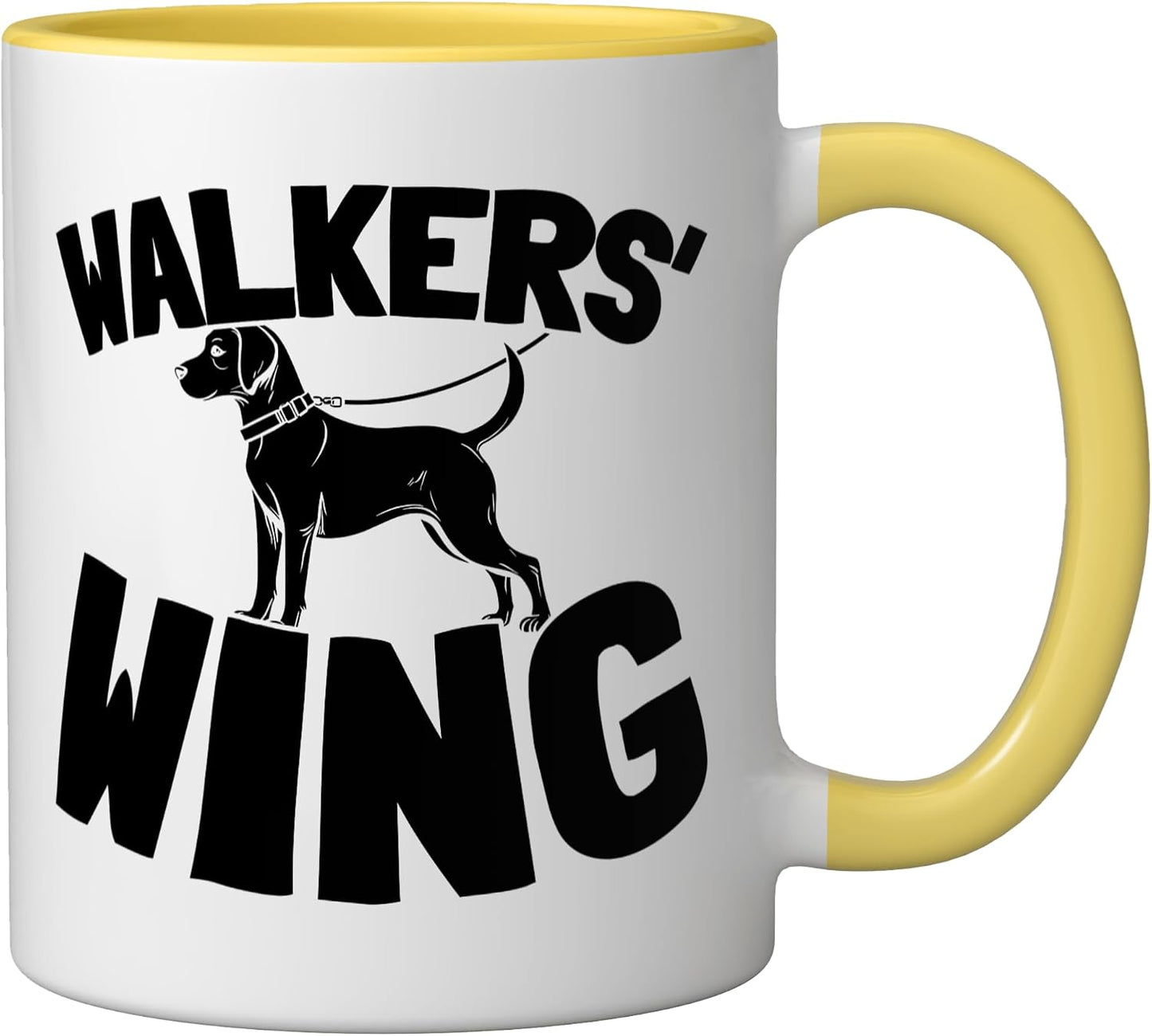 Exercise Team Pet Care Walking - Dog Walker Ceramic Mug, Yellow/White
