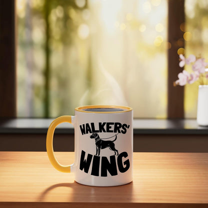 Exercise Team Pet Care Walking - Dog Walker Ceramic Mug, Yellow/White