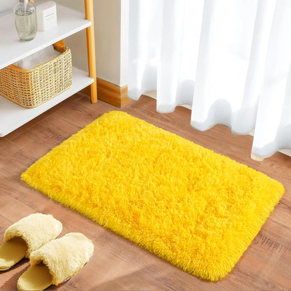 2x3 Small Rugs for Bedroom, Soft Fluffy Shaggy Bedside Area Rugs for Living Room, Indoor Floor Carpet for Kids Girls and Boys, Nursery Rooms, Home Decor Aesthetic, Yellow
