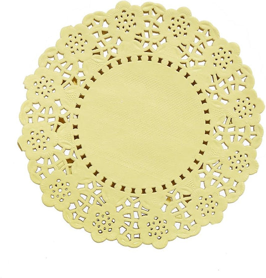 3.5inch Round Paper Lace Doilies Wedding Tableware Decoration,100pcs Yellow