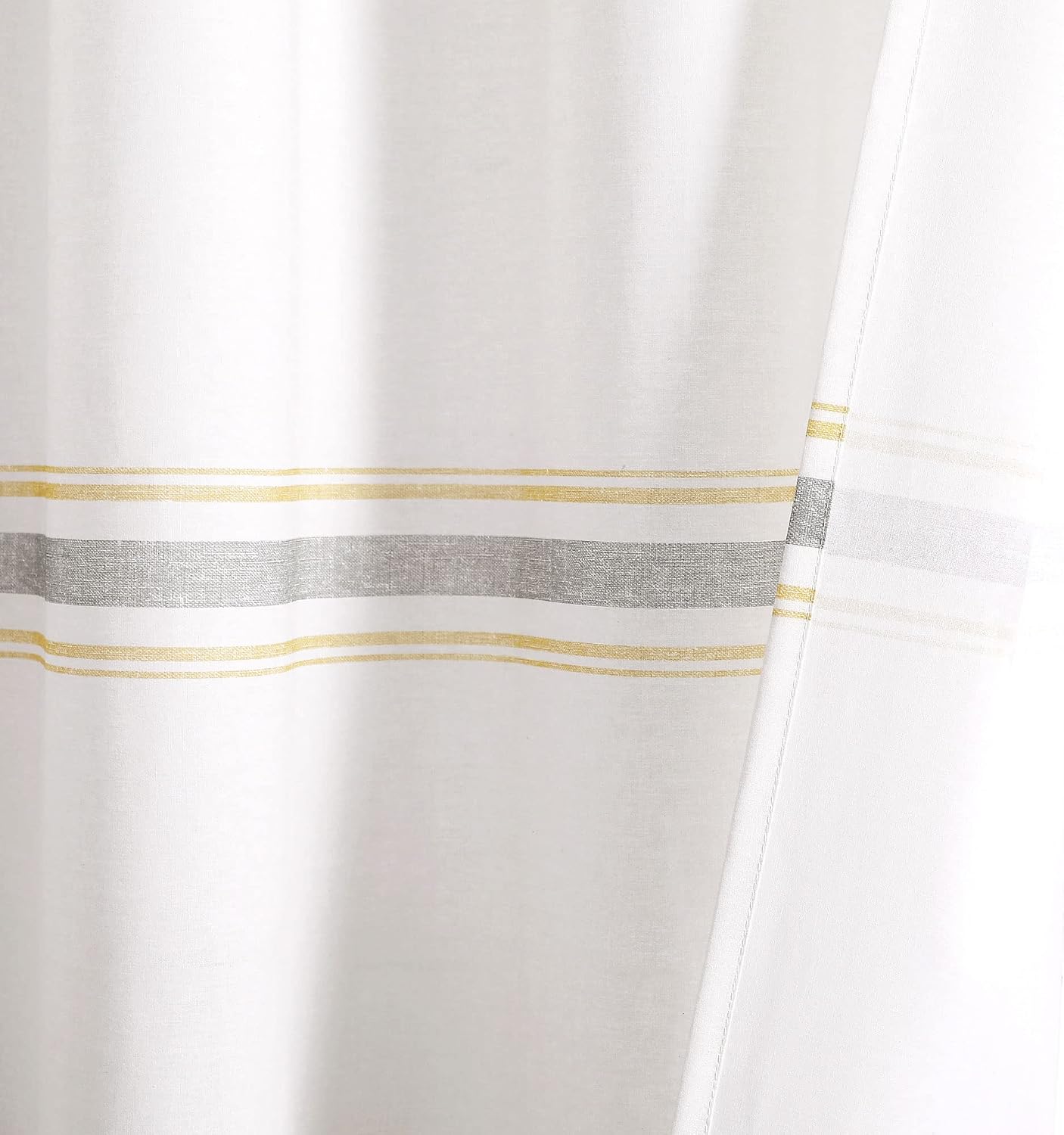 Farmhouse Stripe Cotton Shower Curtain, 72" W x 72" L, Yellow & Gray - Striped Bathroom Curtain - Fabric Shower Curtains - Farmhouse Bathroom Decor
